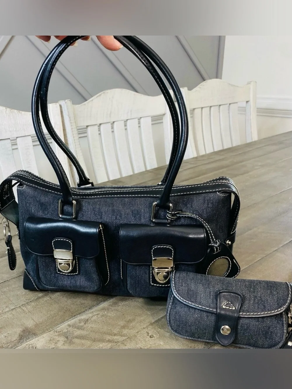 🖤🩶 Dooney & Bourke Anniversary Signature Double Pocket Satchel & Wristlet Set
